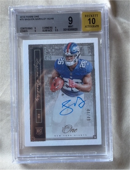 2018 Panini One #75 Saquon Barkley AU/49 — front