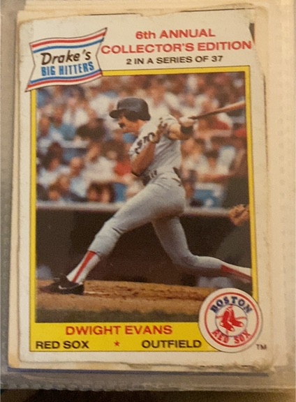 1986 Drake's Big Hitters #2 Dwight Evans — front