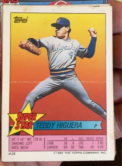 1989 Topps Super Star Mini #28 Teddy Higuera — front