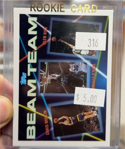 1992-93 Topps Beam Team #7 Shaquille O'Neal / Chris Mullin / Glen Rice — front