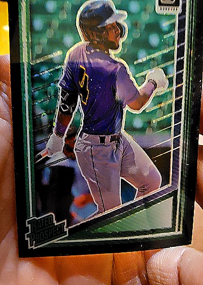 2025 Donruss Rated Prospect Green Laser Parallel — front