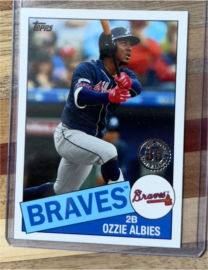 2020 Topps #85-11 Ozzie Albies 1985 35th Anniversary Braves Insert — front