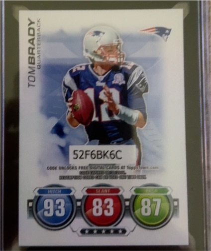 2010 Topps Attax Code Cards #NNO Tom Brady — front