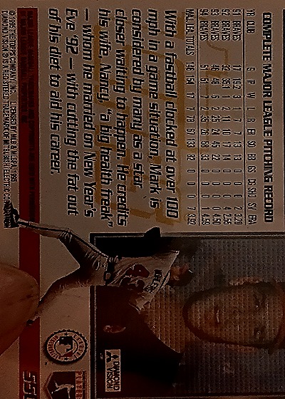 1995 Topps #550 Mark Wohlers — back