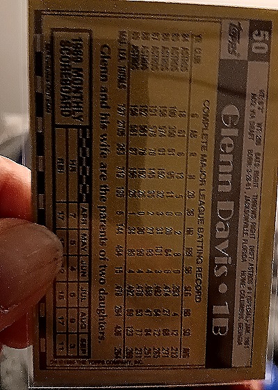 1990 Topps #50 Glenn Davis — back