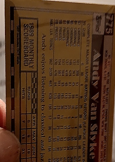 1990 Topps #775 Andy Van Slyke — back