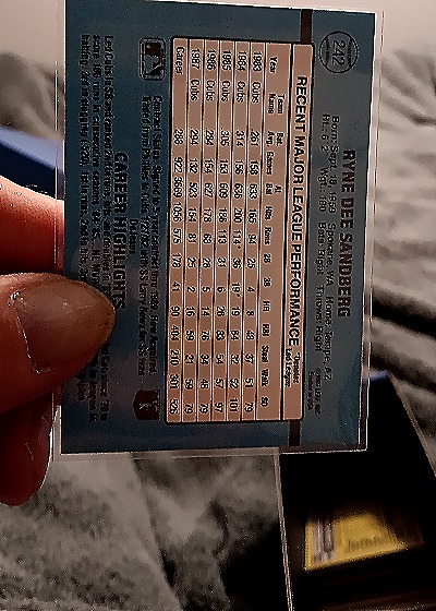 1988 Donruss #212 Ryne Sandberg — back