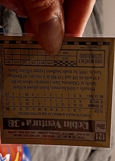 1991 Topps #121 Robin Ventura — back