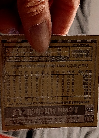 1986 Topps #500 Kevin Mitchell — back