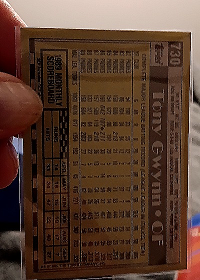 1990 Topps #730 Tony Gwynn — back