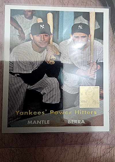 1996 Topps #23 Mickey Mantle Yogi Berra Yankees Power Hitters Commemorative Insert — front