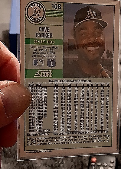 1989 Score #108 Dave Parker — back