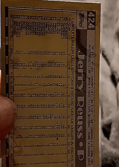 1989 Topps #424 Jerry Reuss — back