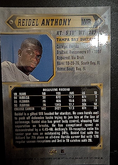 1997 Topps Gallery #14 Reidel Anthony — back