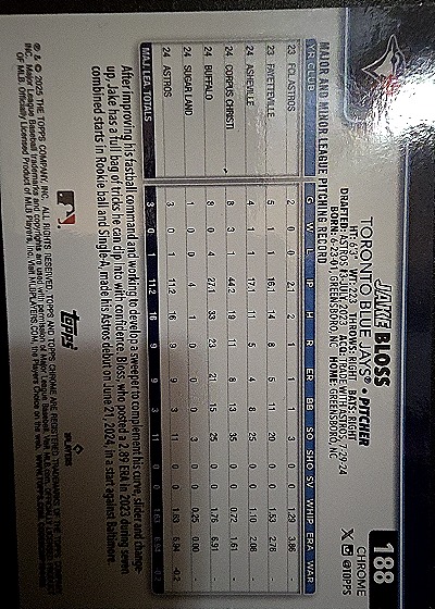 2025 Topps Chrome #188 Jake Bloss — back