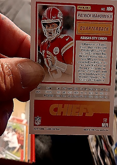 2025 Panini Score #100 Patrick Mahomes III — back