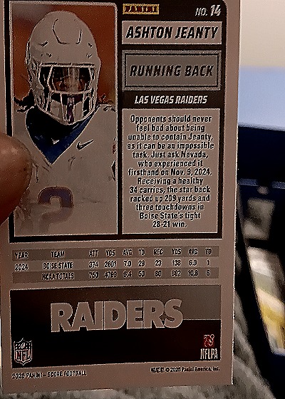 2025 Panini Score #14 Ashton Jeanty — back