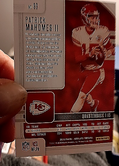 2020 Panini Absolute #115 Patrick Mahomes II — back