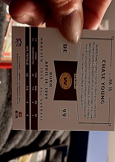 2020 Panini Chronicles #PA-35 Chase Young — back