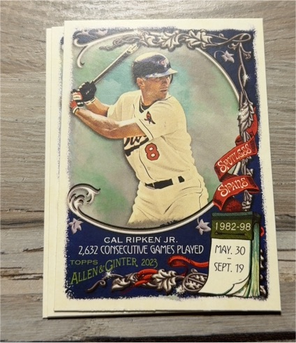 2023 Topps Allen & Ginter Spotless Spans #SS-4 Cal Ripken Jr. — front