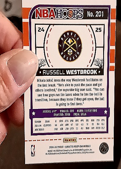 2024-25 Panini NBA Hoops #201 Russell Westbrook — back