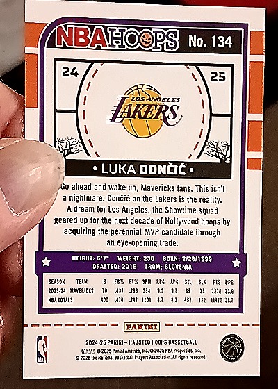 2024-25 Panini Haunted Hoops #134 Luka Dončić — back