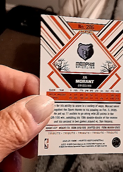 2024-25 Panini Haunted Hoops #286 Ja Morant Tribute Orange Pumpkins Parallel — back