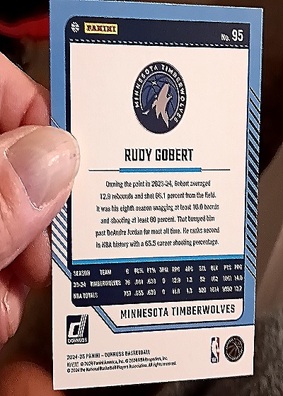2024-25 Panini Donruss #95 Rudy Gobert — back