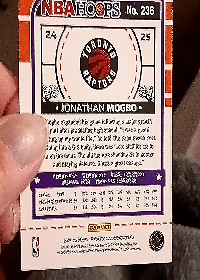 2024-25 Panini Haunted Hoops #236 Jonathan Mogbo — back
