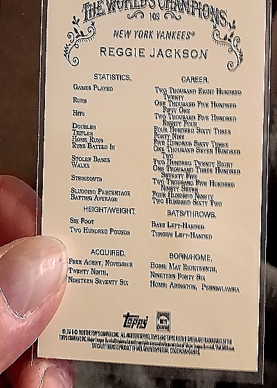 2020 Topps Allen & Ginter Chrome #109 Reggie Jackson — back