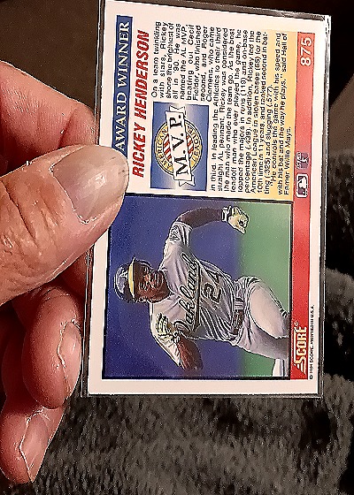 1991 Score #875 Rickey Henderson — back