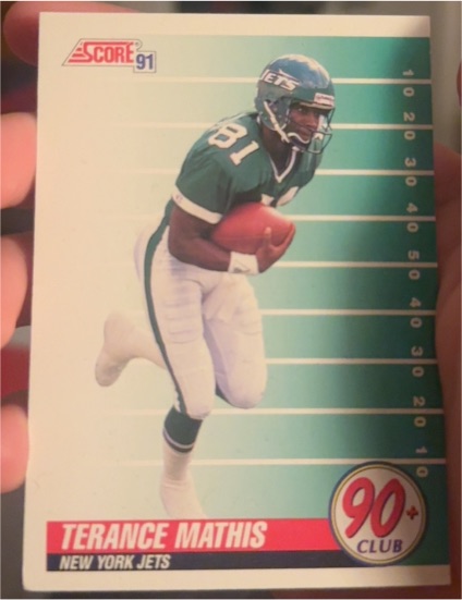 1991 Score #321 Terance Mathis New York Jets 90+ Club — front