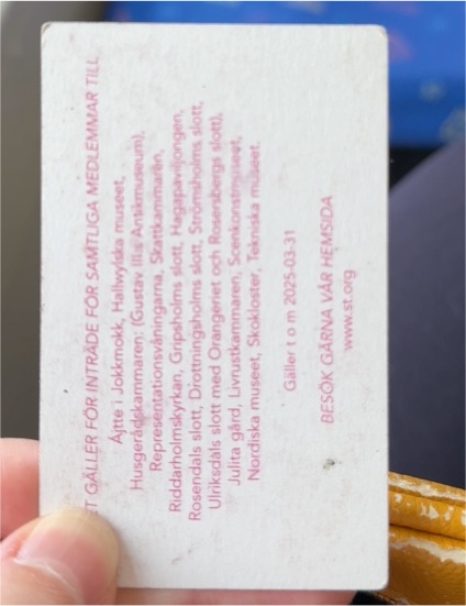 2023 Swedish Museum Pass Card — front