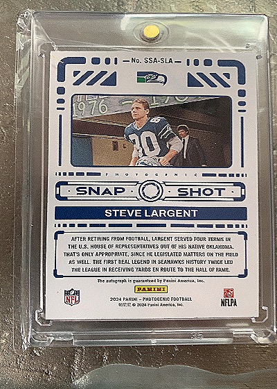 2024 Panini Photogenic Snap Shot #SSA-SLA Steve Largent — back