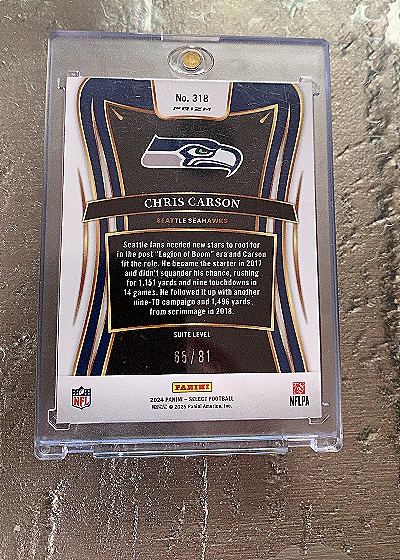 2024 Panini Select Football #318 Chris Carson — back