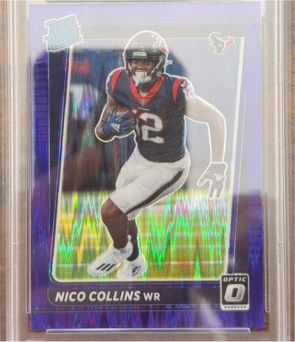 2021 Donruss Optic #230 Nico Collins Rated Rookie Purple Shock — front