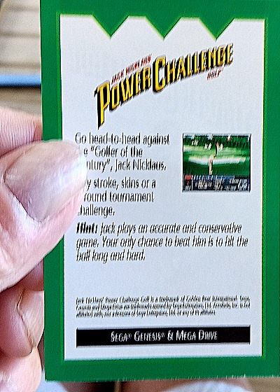 1993 Accolade Jack Nicklaus Power Challenge Golf Promo Card — back