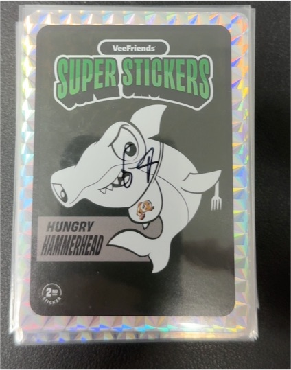 2025 VeeFriends Manga Series Super Stickers Black & White Hungry Hammerhead — front