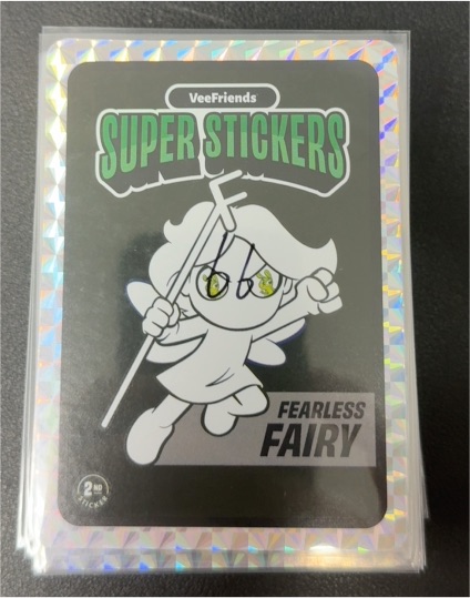 2025 VeeFriends Super Stickers #2nd Sticker Fearless Fairy Black & White Manga Series — front
