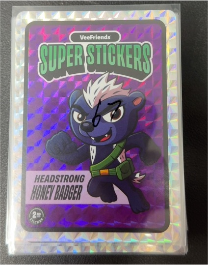 2025 VeeFriends Super Stickers Manga #2nd Headstrong Honey Badger — front