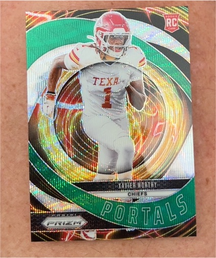 2024 Panini Prizm #10 Xavier Worthy Portals Green Prizm — front