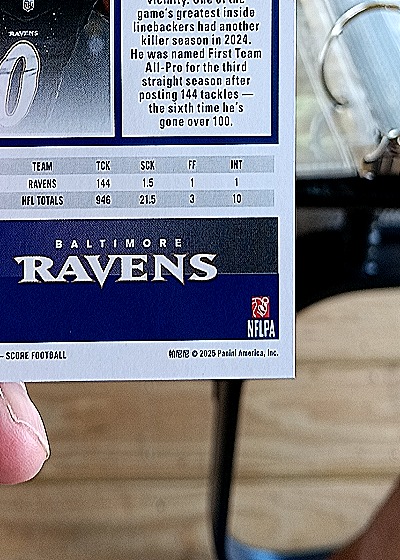 2024 Panini Score-A-Treat #291 Roquan Smith — back