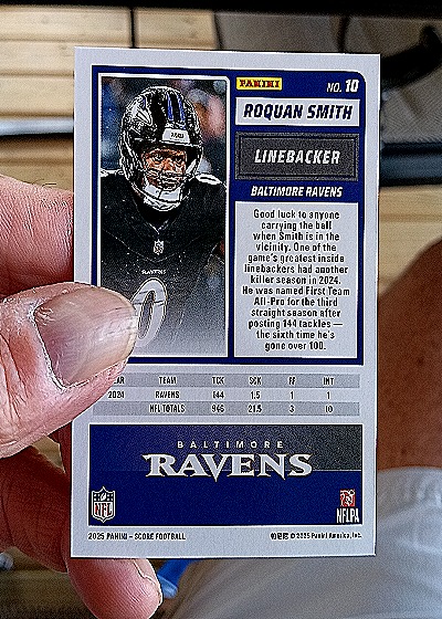2025 Panini Score-A-Treat #10 Roquan Smith — back