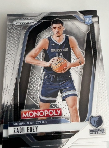 2024-25 Panini Prizm Monopoly #24 Zach Edey RC Memphis Grizzlies — front