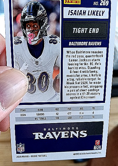 2025 Panini Score A Treat #269 Isaiah Likely — back
