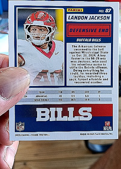 2025 Panini Score A Treat #87 Landon Jackson — back