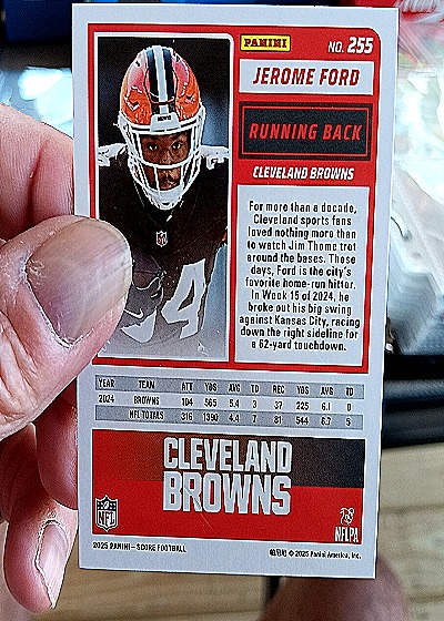 2025 Panini Score #255 Jerome Ford — back