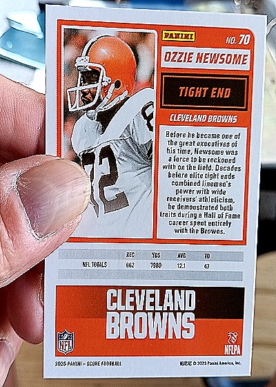 2025 Panini Score-A-Treat #70 Ozzie Newsome — back