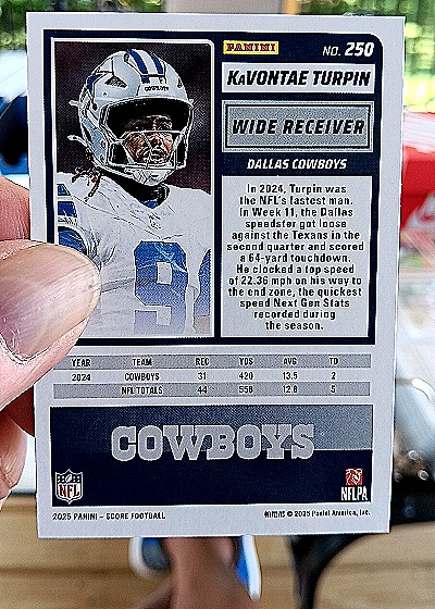 2025 Panini Score #250 KaVontae Turpin — back