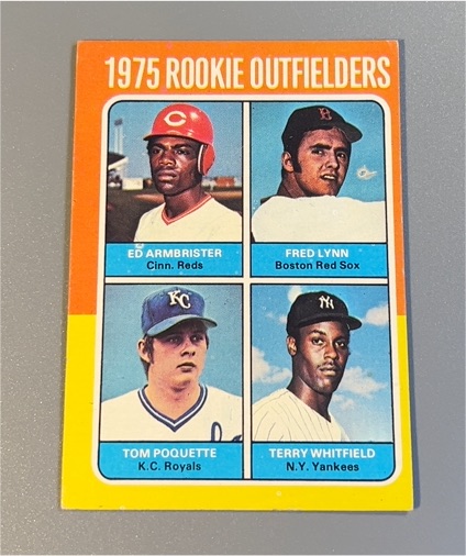 1975 Topps #622 Rookie Outfielders Ed Armbrister Fred Lynn Tom Poquette Terry Whitfield — front
